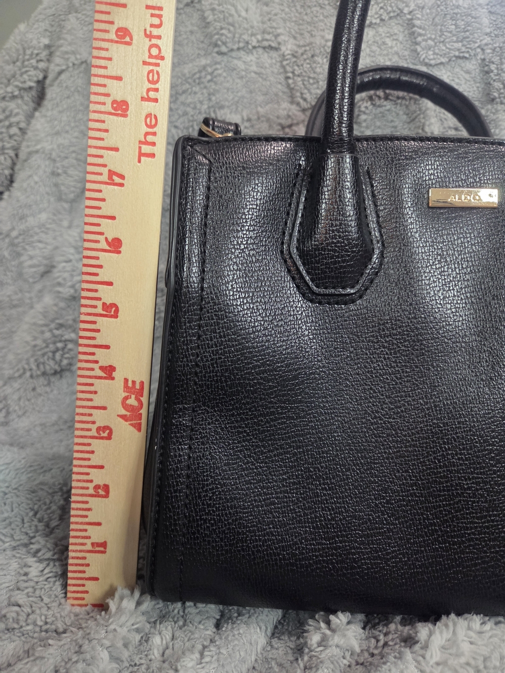 Aldo Black Crossbody Satchel with Gold-Tone Hardware - Picture 12 of 14